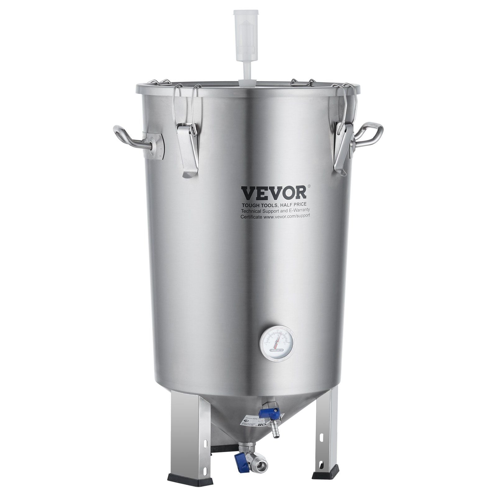 304 Stainless Steel Kettle, 8 GALLON Beer Brew Fermentor, Brew Bucket Fermentor for Brewing, Home Brewing Supplies with Base, Kettle Stock Pot Includes Lid, Handle, Valve, Spigot, Thermometer
