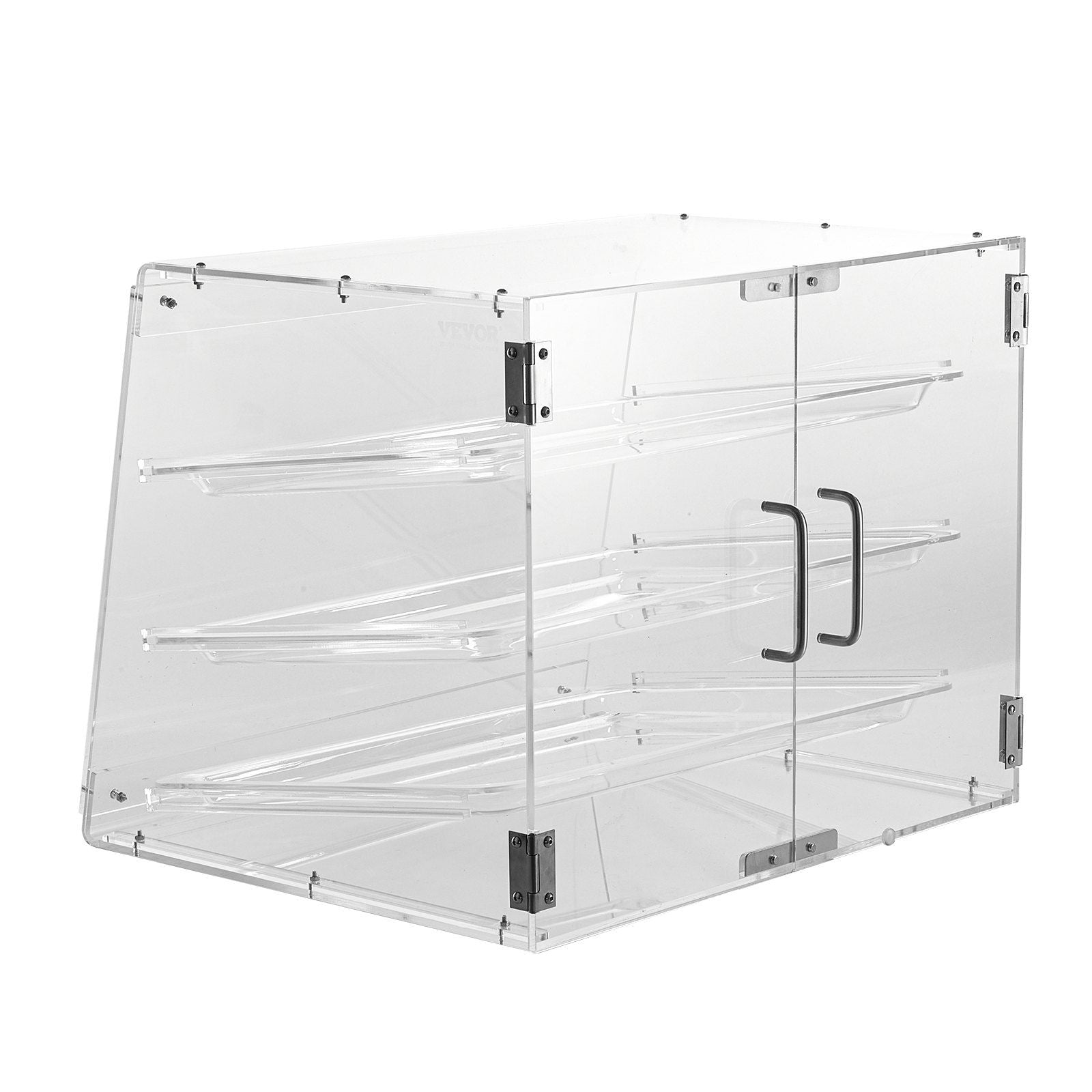 Pastry Display Case, 3-Tier Commercial Countertop Bakery Display Case, Acrylic Display Box with Rear Door Access & Removable Shelves, Keep Fresh for Donut Bagels Cake Cookie, 20.7"x14.2"x16.3"