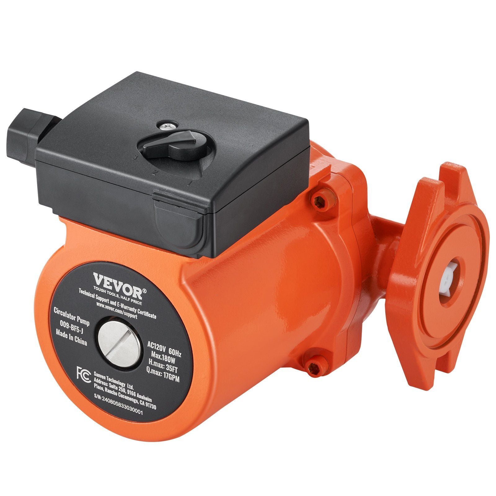 009-BF5-J Hot Water Circulation Pump 110V 180W 17 GPM Recirculating Pump