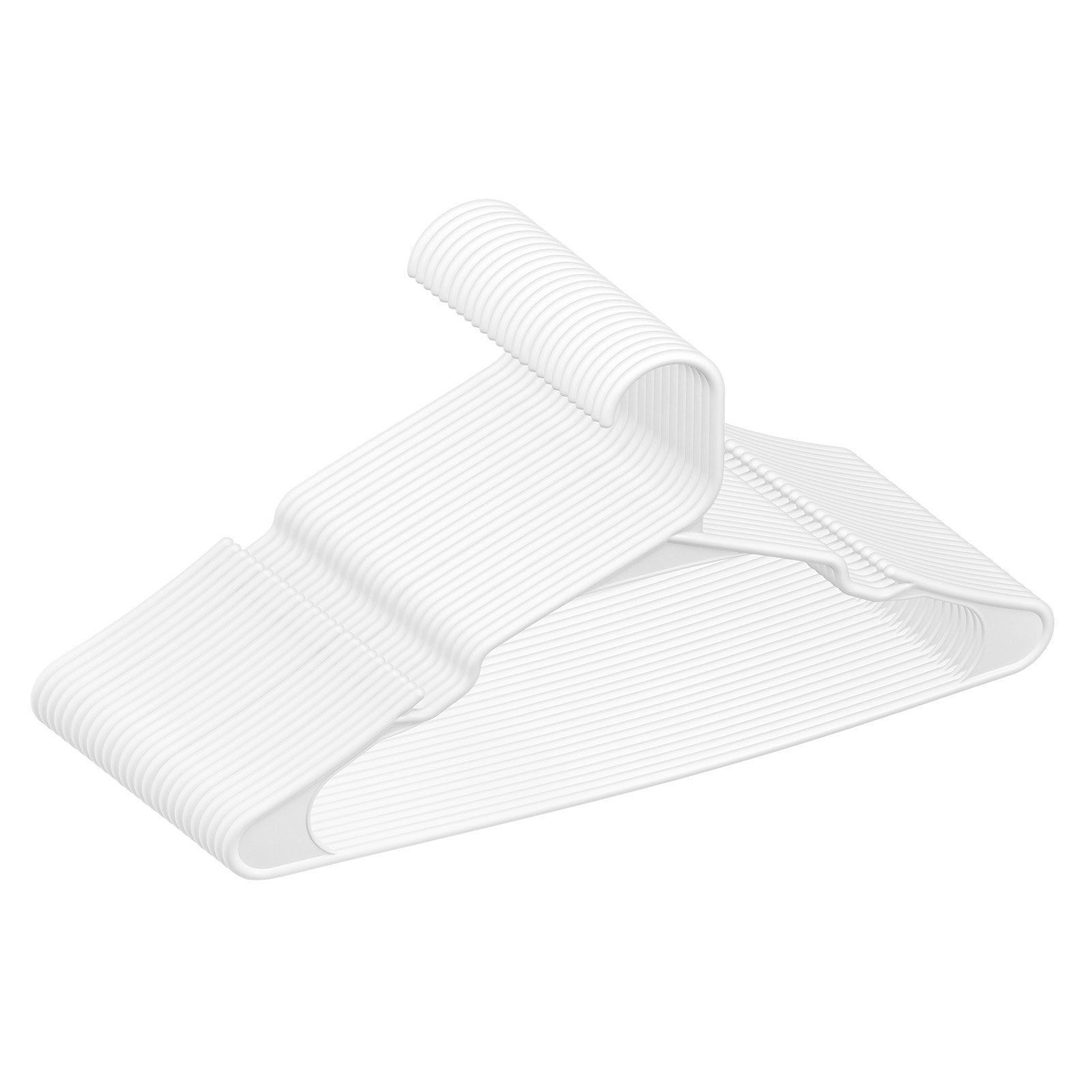 Hangers, 0.2 in Ultra-Thin, 50 Pack White Plastic Hangers with Stable Triangular Top Structure & Wider Notch Design, Non-Slip Space Saving Hangers, Fit for T-Shirt, Shirt, Sling & Pant