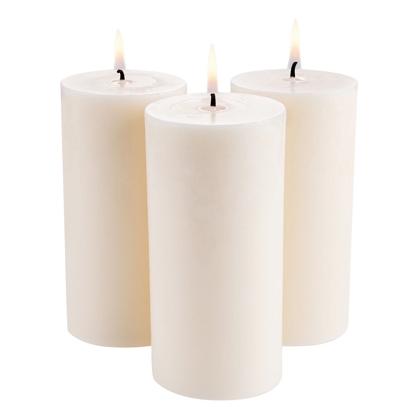 3 Pack Unscented Pillar Candles 65 Hours Long Burning Christmas White