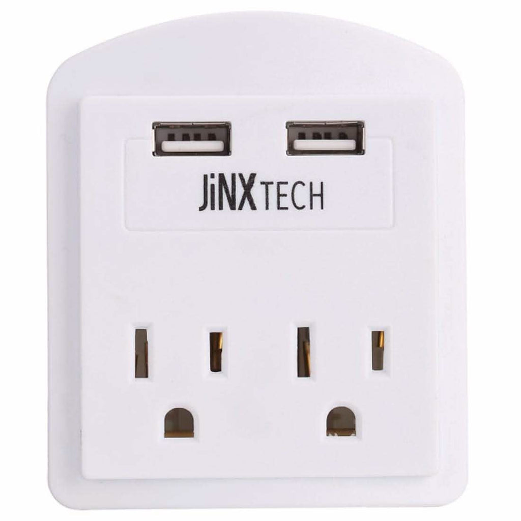 JinxTech 2-Outlet Wall Tap with Dual USB