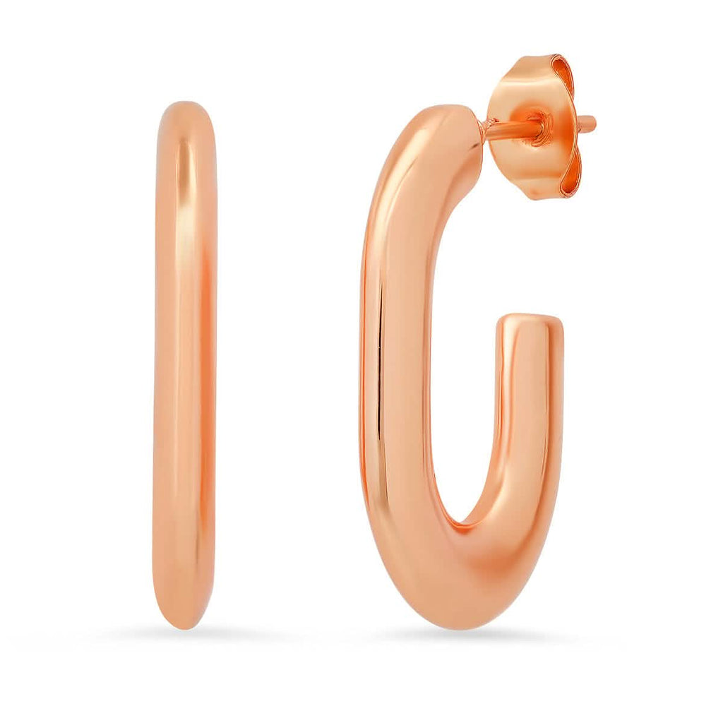 Ladies C Shape Tube Hoop Earrings