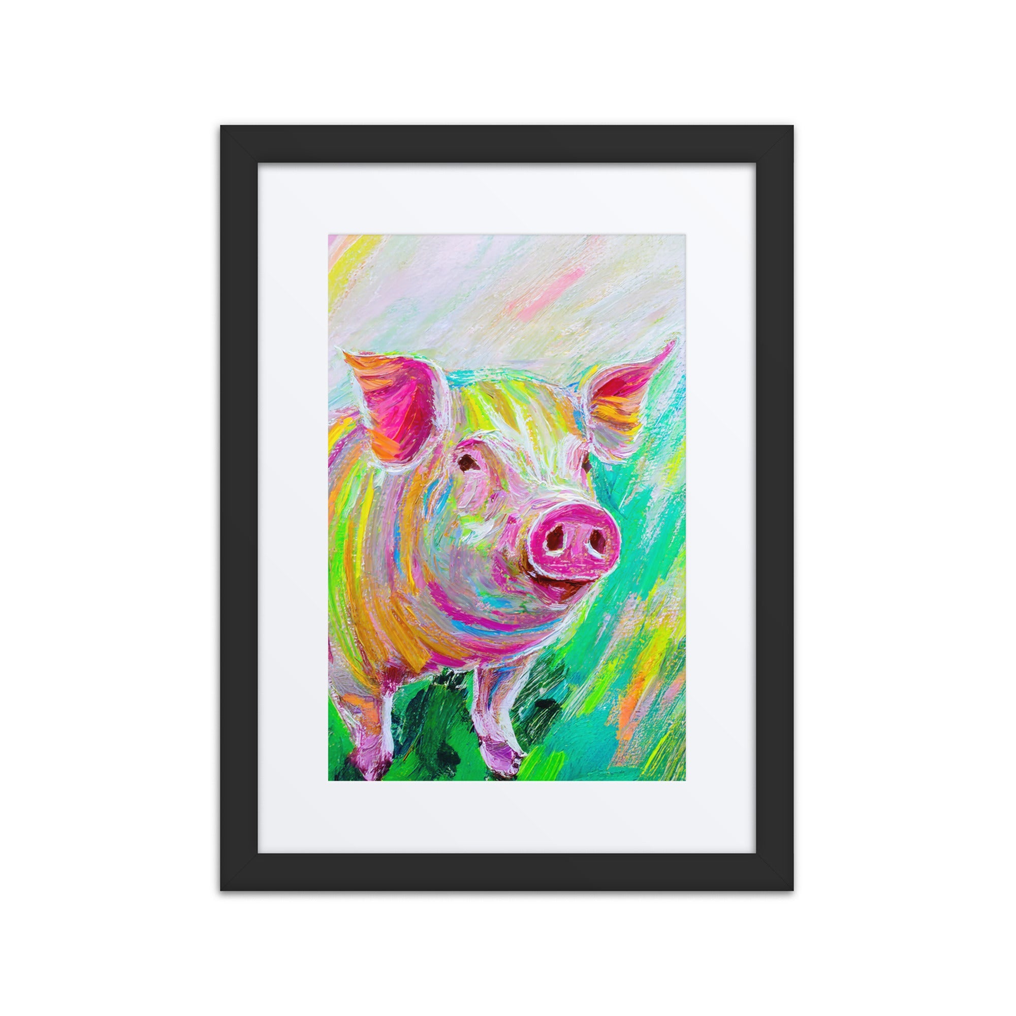 Colorful Pig Framed Poster
