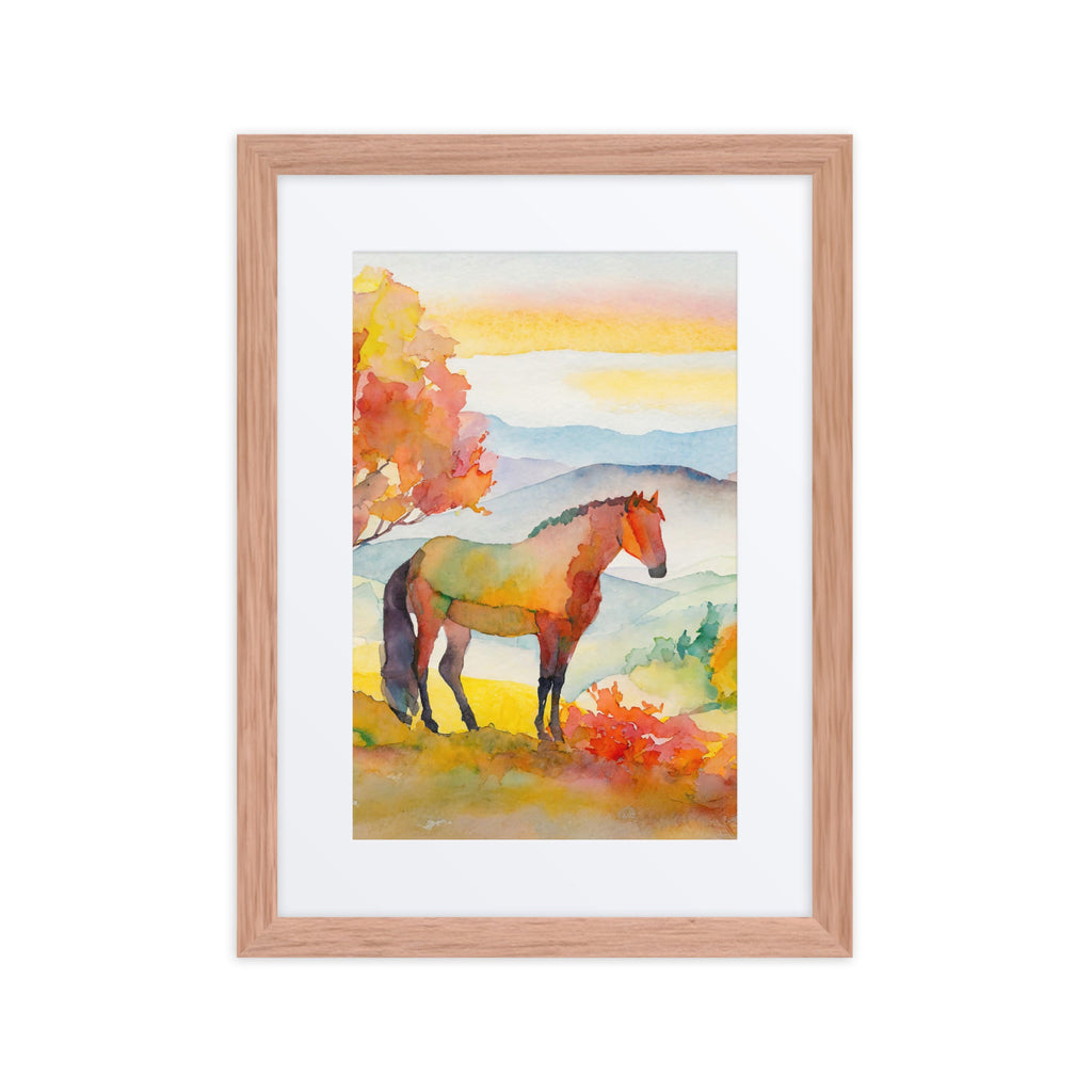 Autumn Horse Watercolor Framed Poster