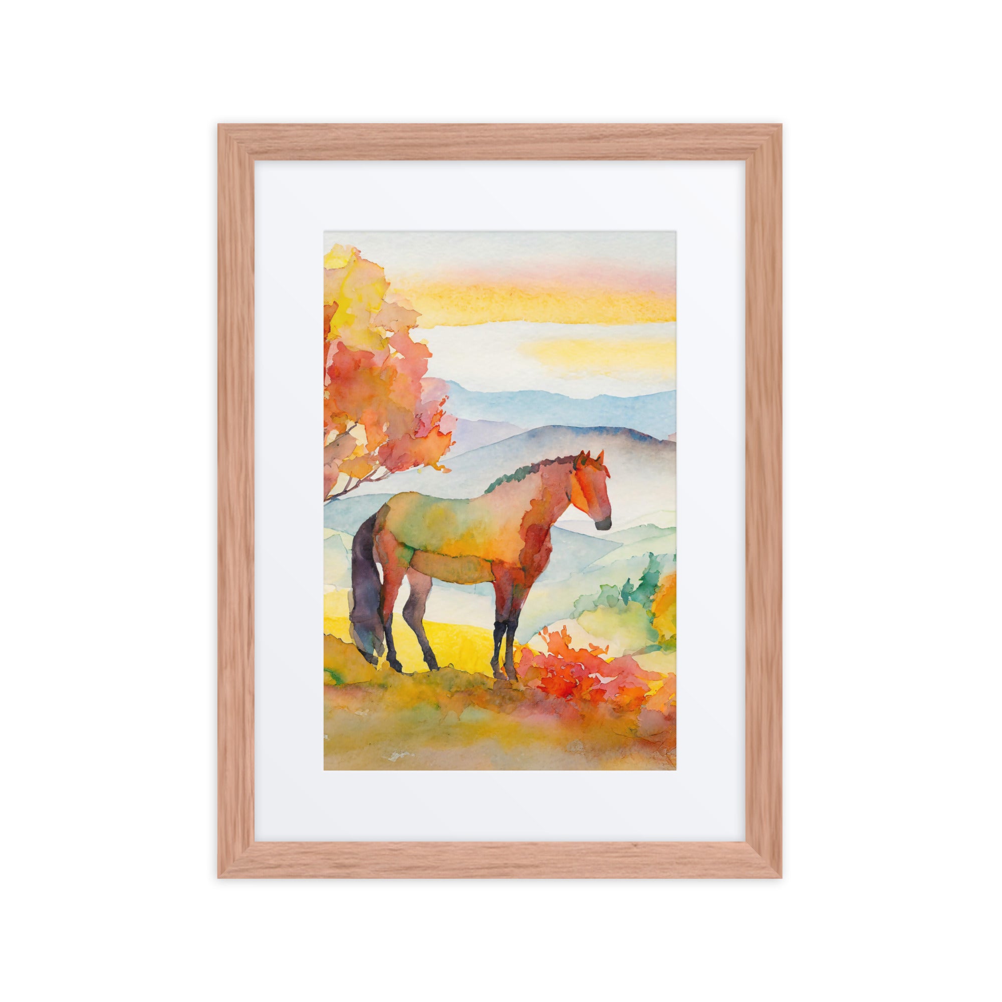 Autumn Horse Watercolor Framed Poster
