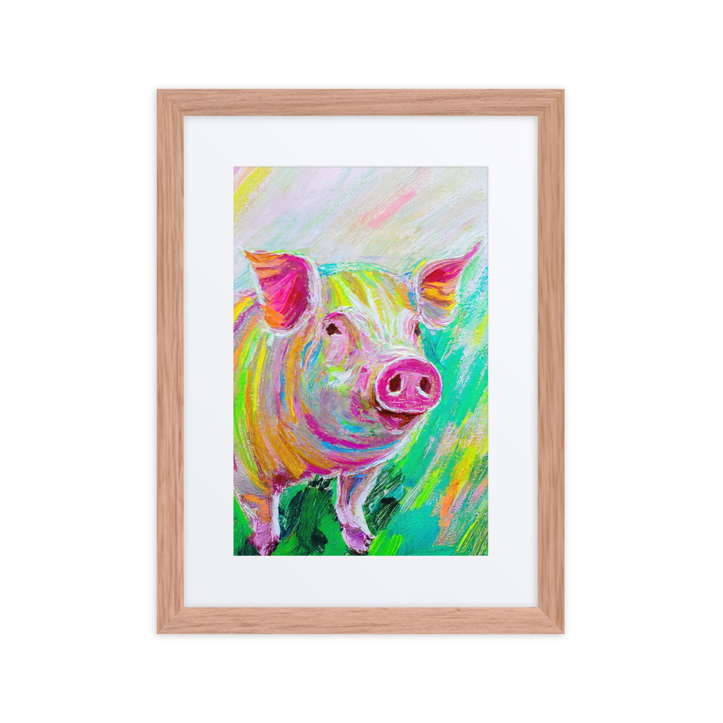 Colorful Pig Framed Poster