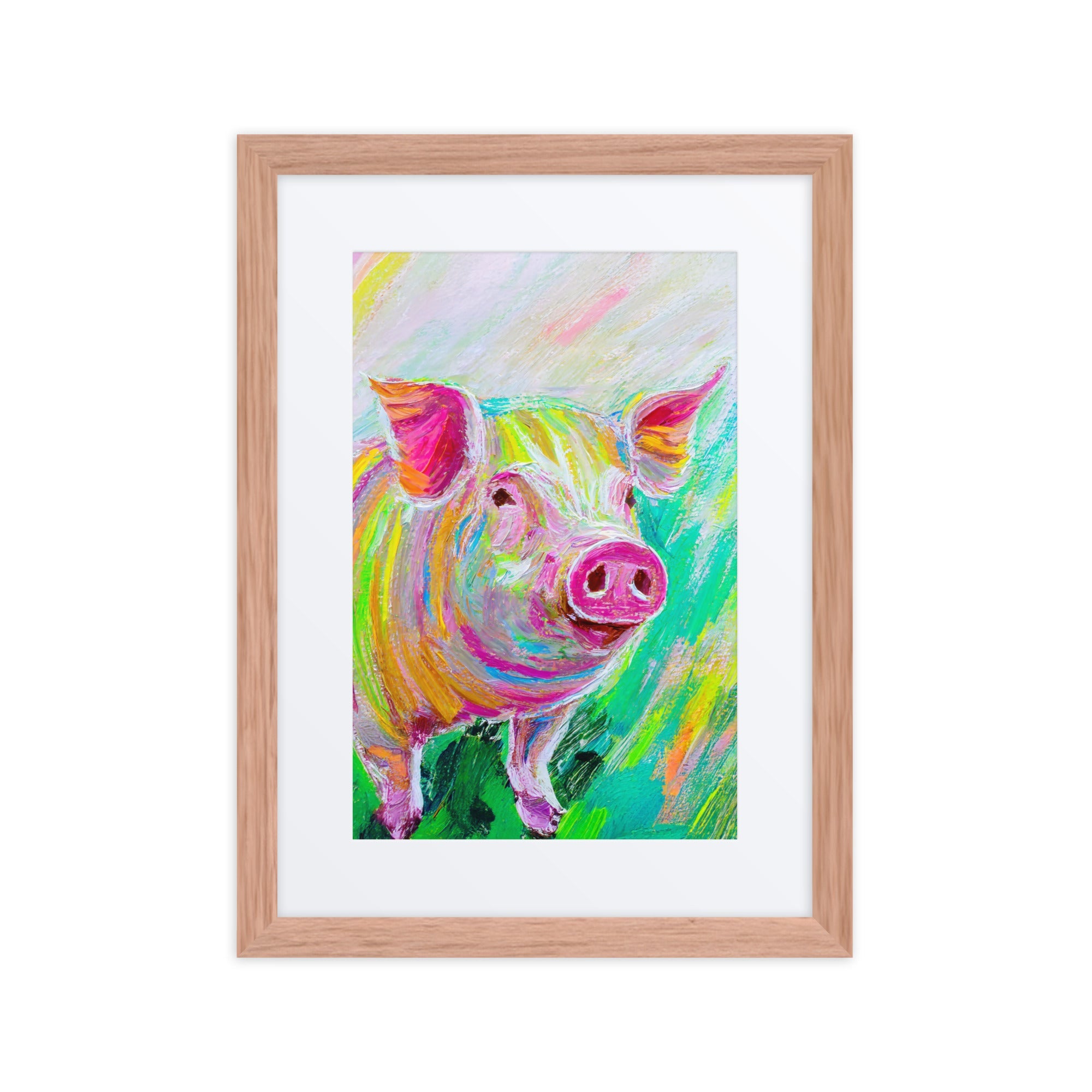 Colorful Pig Framed Poster