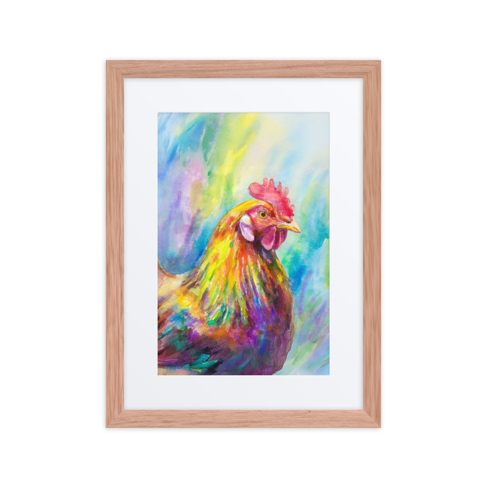 Watercolor Rooster Framed poster