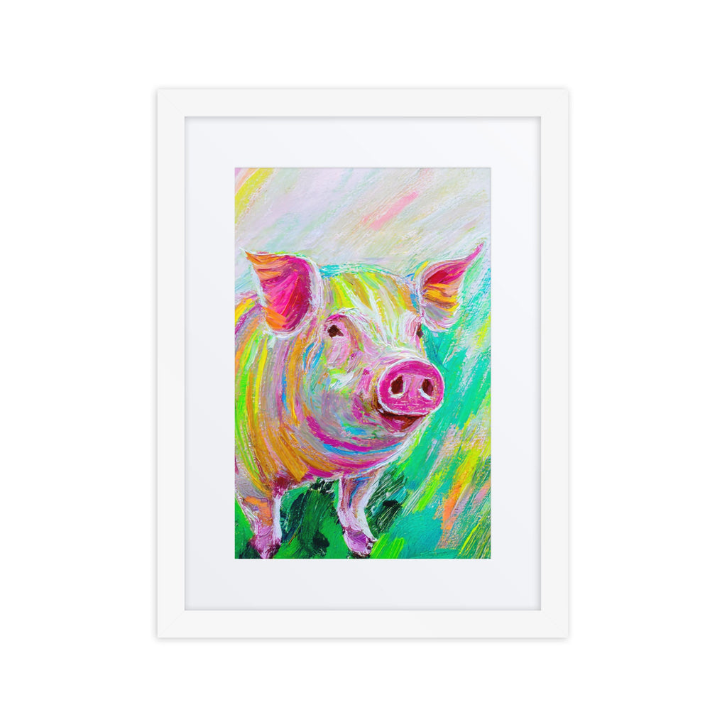 Colorful Pig Framed Poster