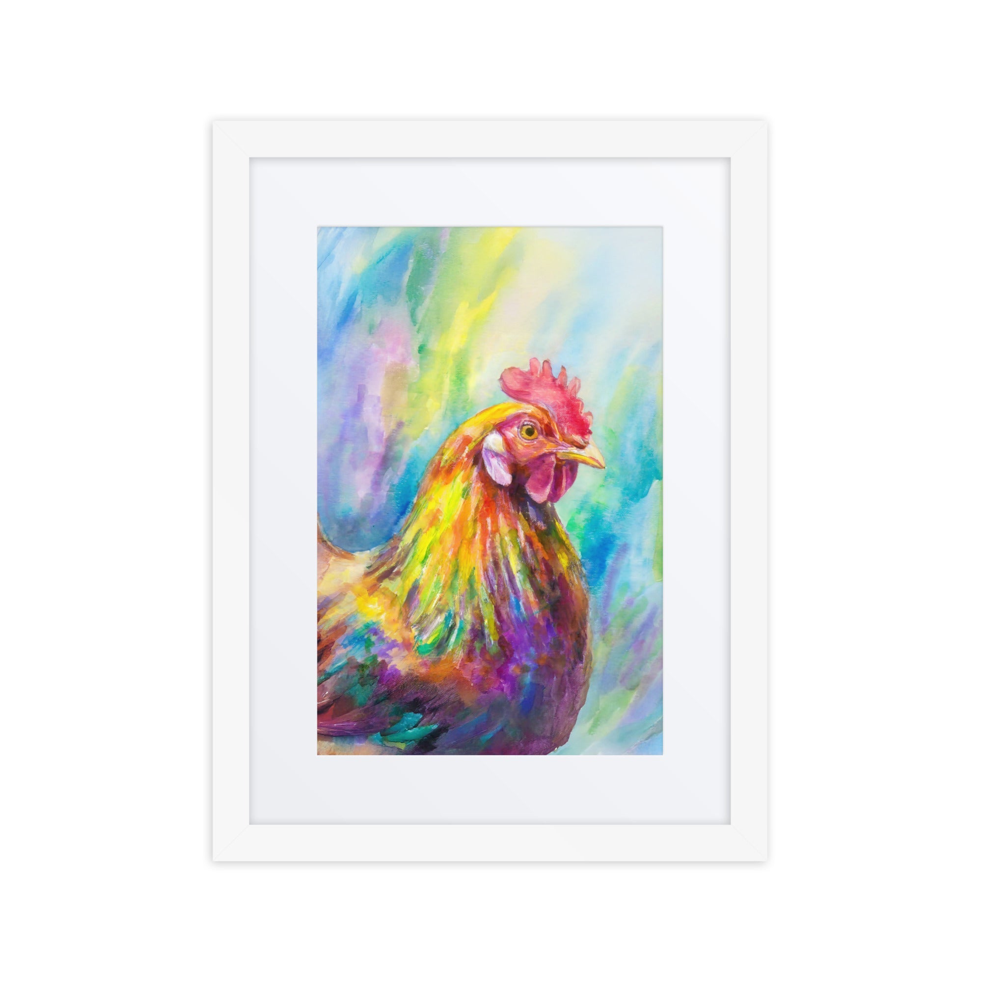 Watercolor Rooster Framed poster