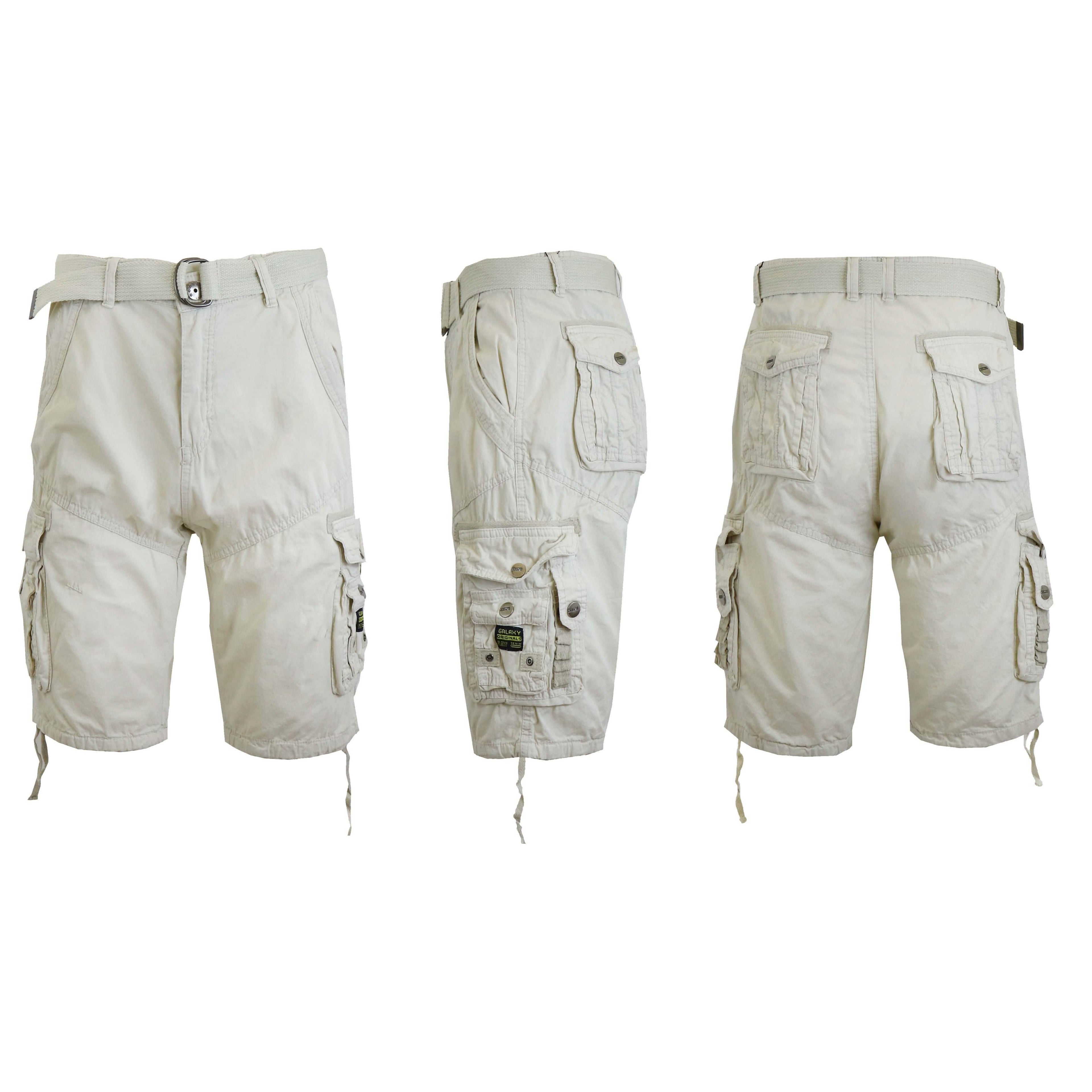 Men's Distressed Vintage Belted Cargo Utility Shorts