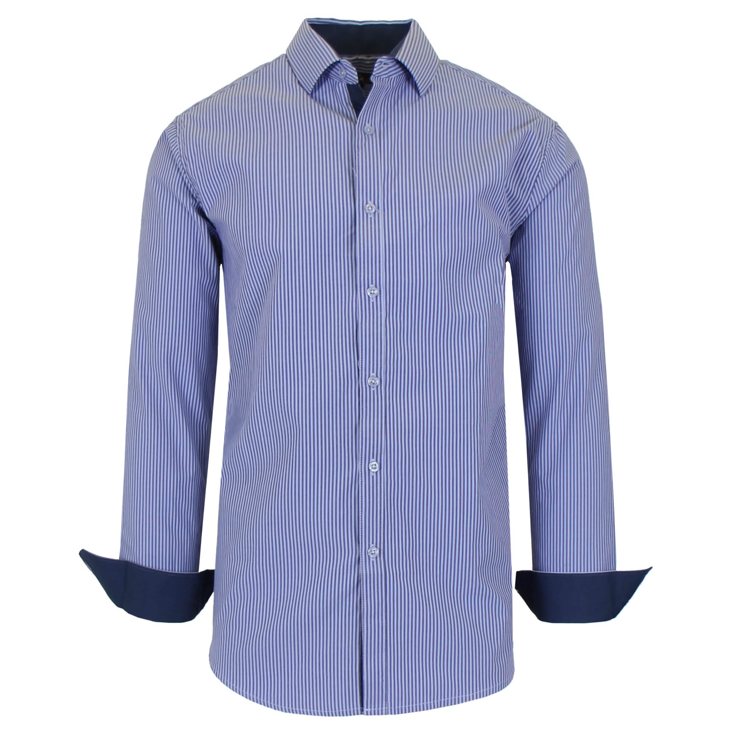 Men's Long Sleeve Slim Fitting Gingham Pattern Dress Shirts