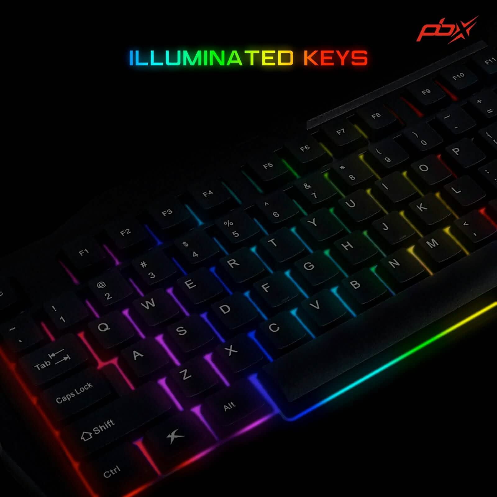 PBX Backlit Pro Gaming Keyboard - Full-Sized & Ergonomic with LED RGB Backlight