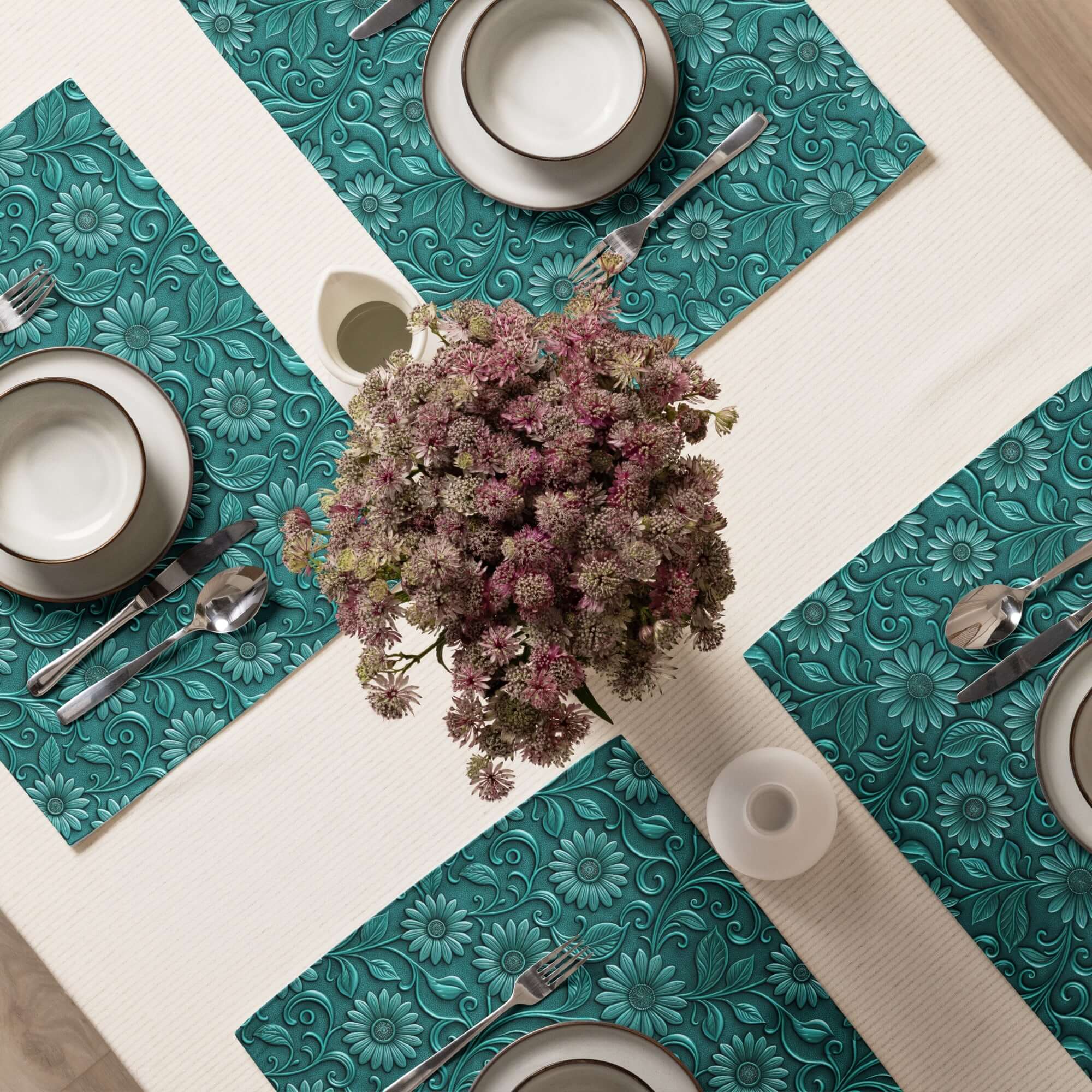Turquoise Western Floral Placemats