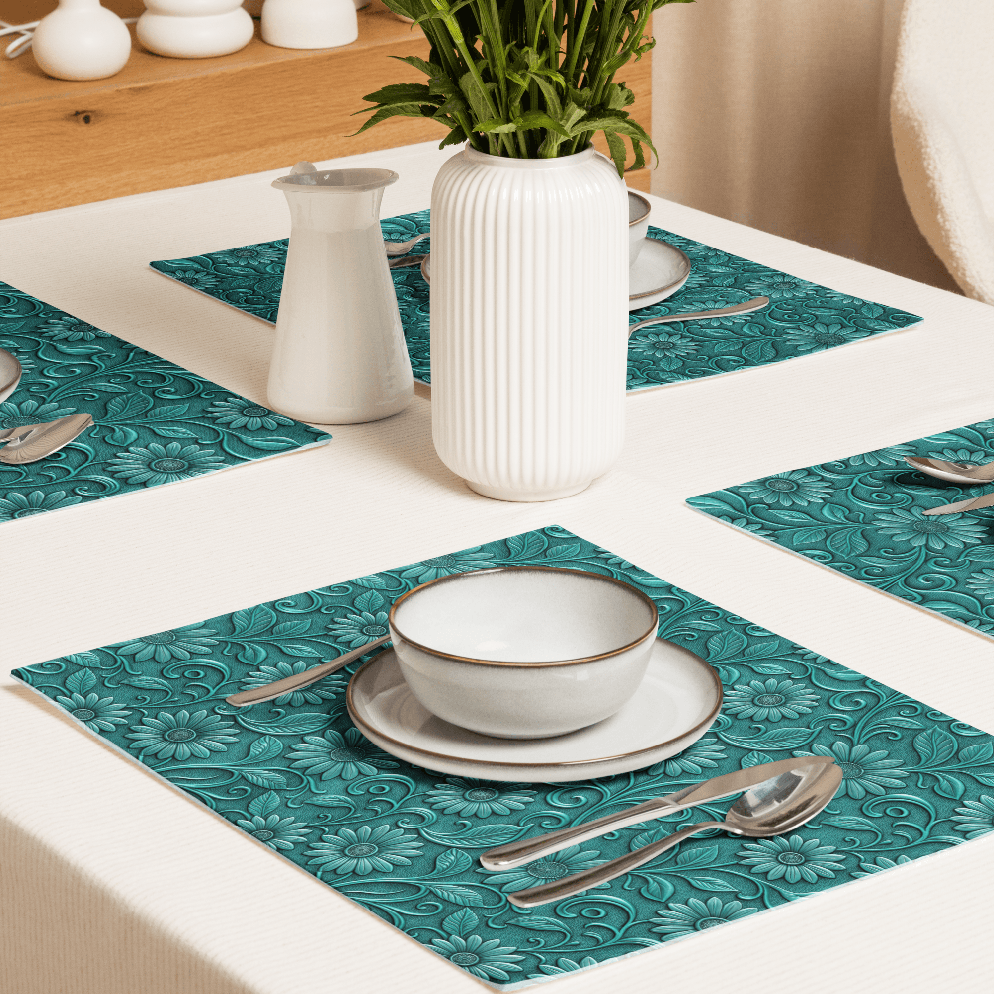 Turquoise Western Floral Placemats