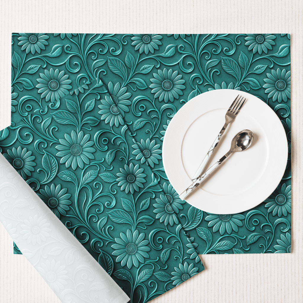 Turquoise Western Floral Placemats