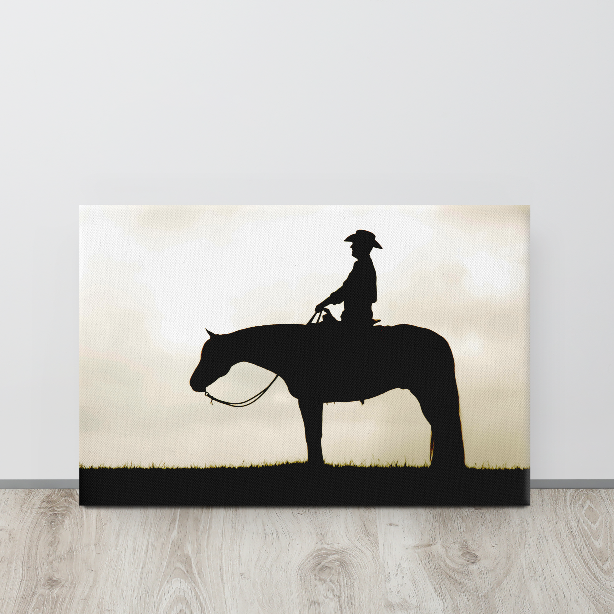Cowboy Silhouette Large Western Wall Art | Canvas Farmhouse Decor