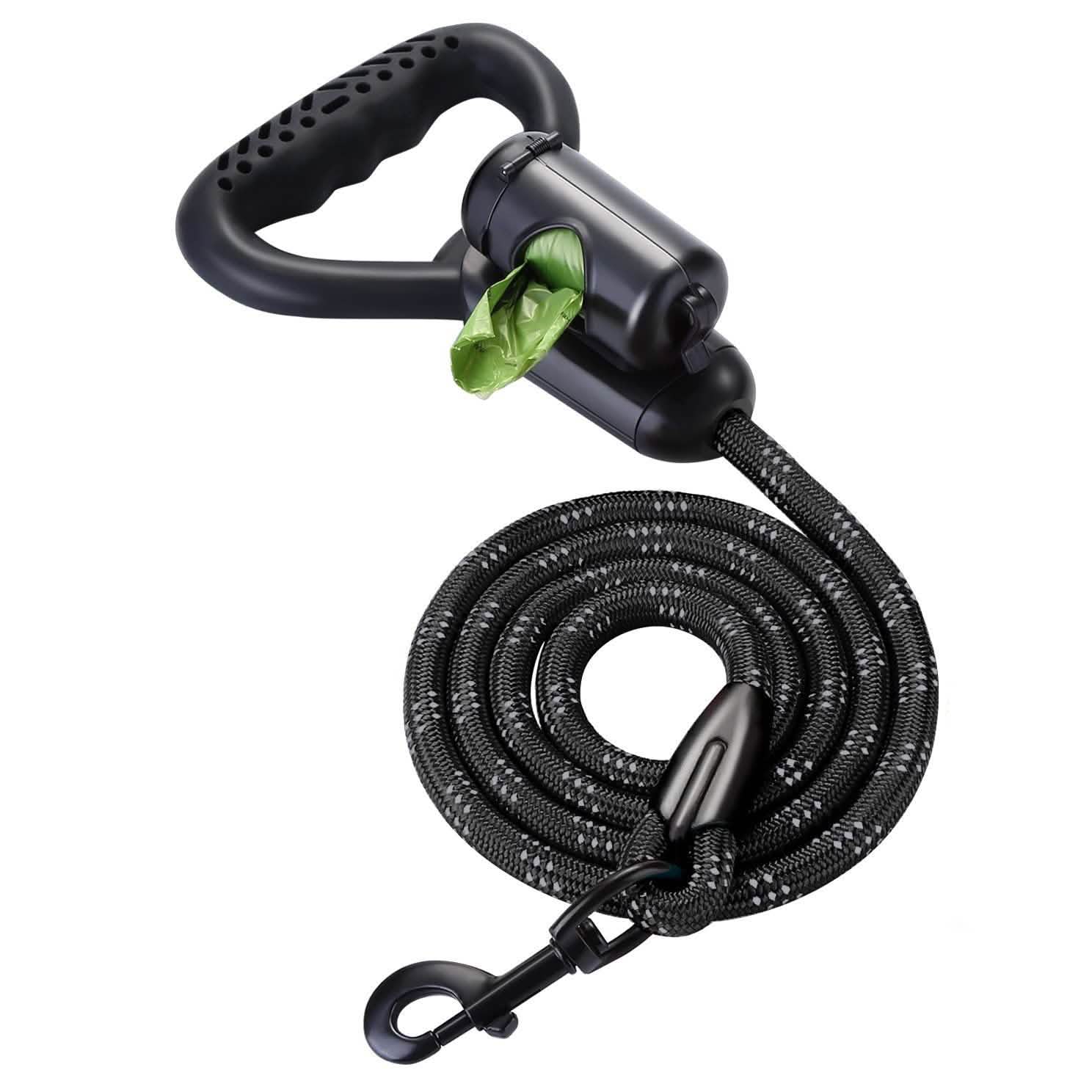 Reflective Durable 2-in-1 Dog Leash 5ft Hands-Free Waste Bag Dispenser