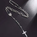 San Benito Golden Plated Stainless Steel Priest Saint Benedict Rosary Necklace