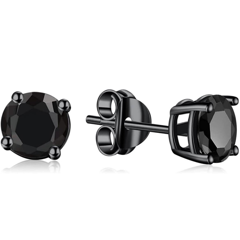 Solid Sterling Silver Black CZ Studs