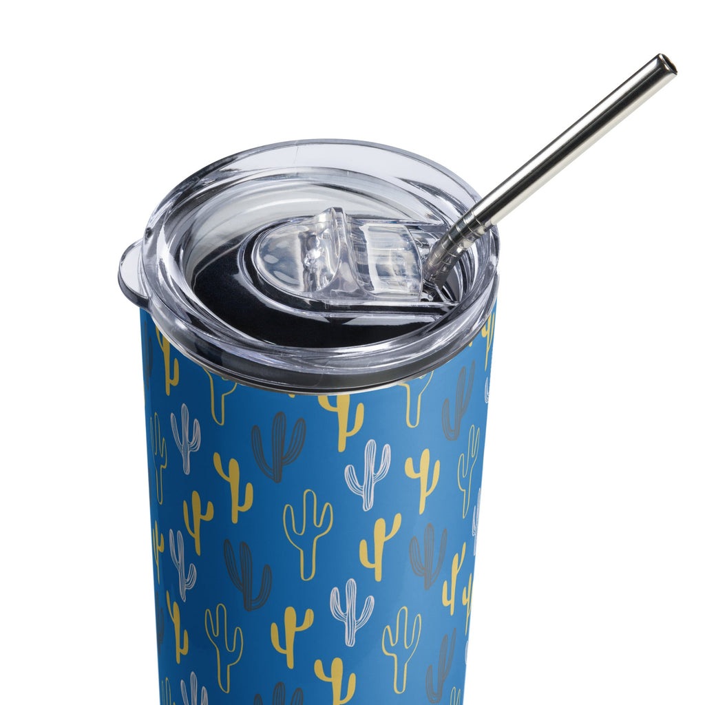 Blue & Yellow Cactus 20 oz. Stainless Steel Tumbler