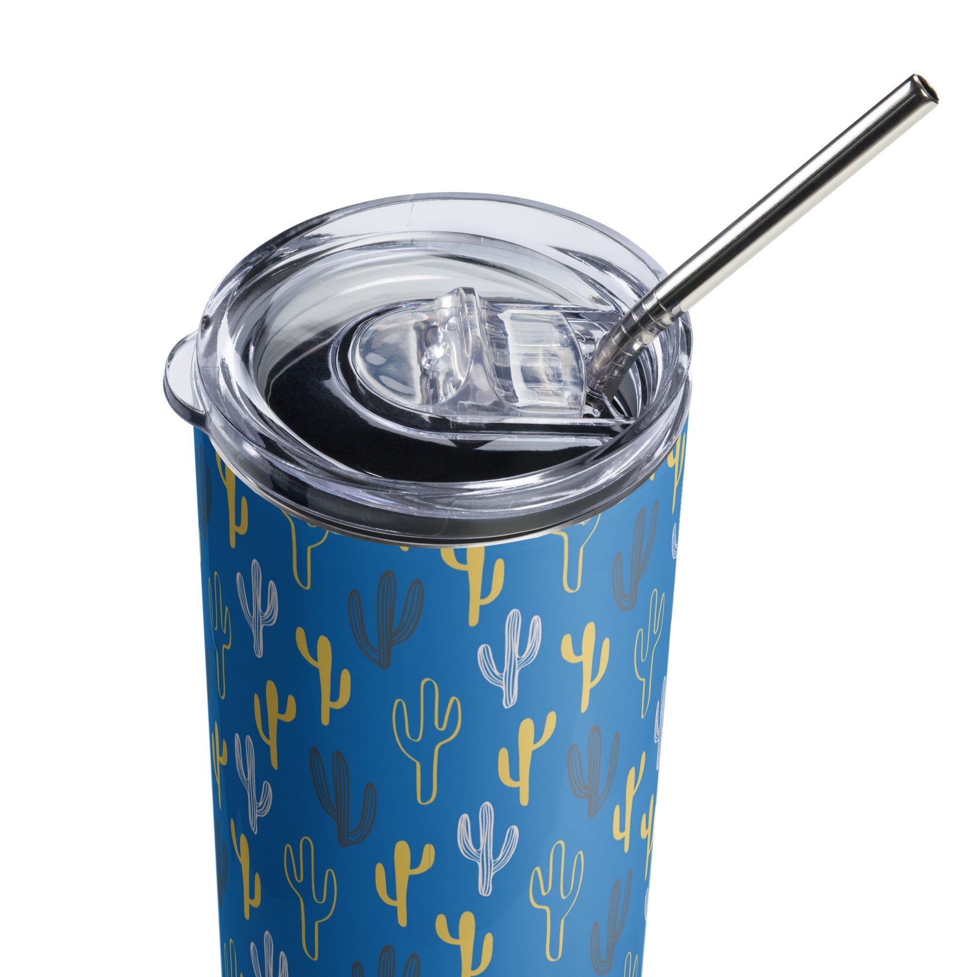 Blue & Yellow Cactus 20 oz. Stainless Steel Tumbler