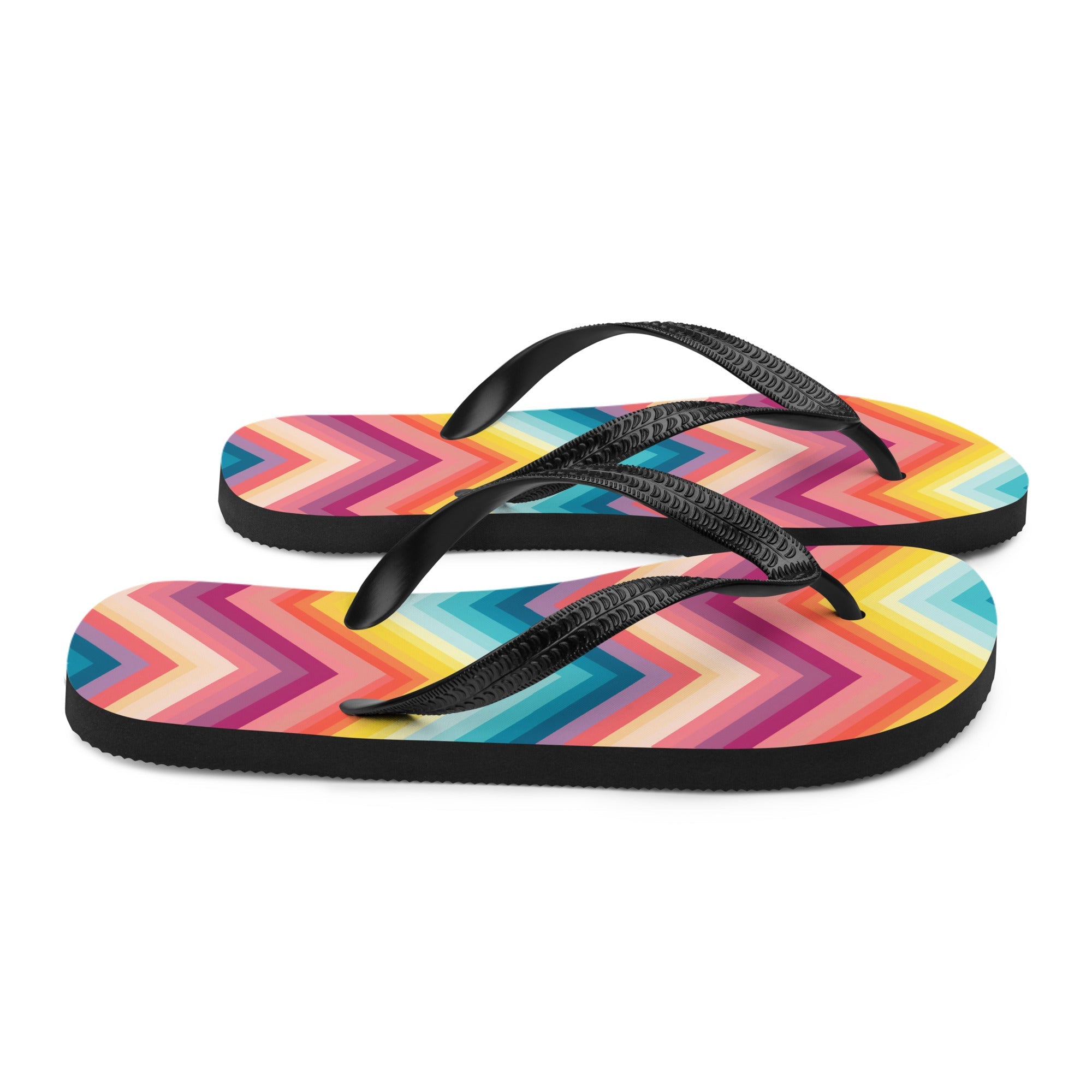 Colorful Chevron Print Flip-Flops
