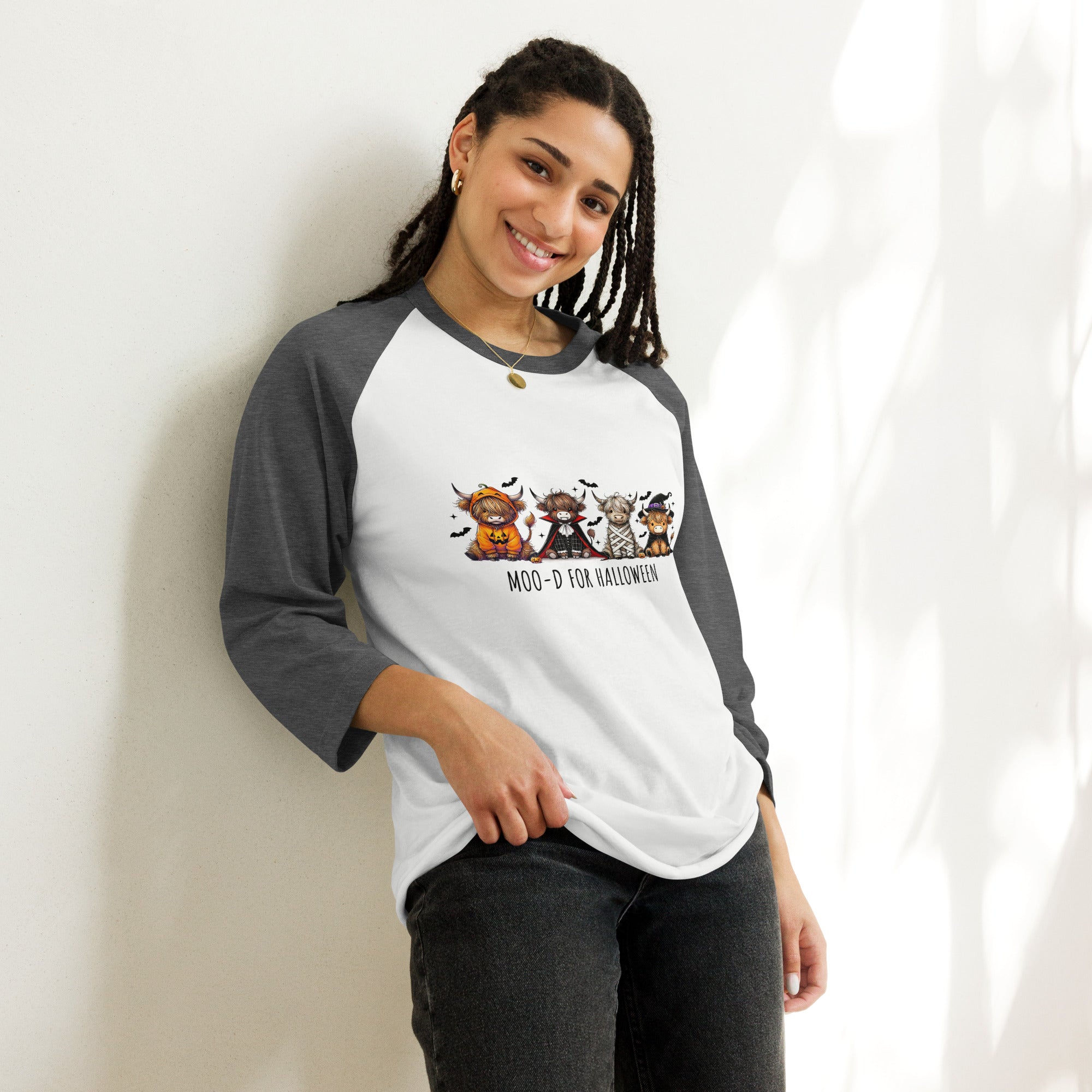 Moo-d Highland Cow Halloween 3/4 Sleeve Shirt