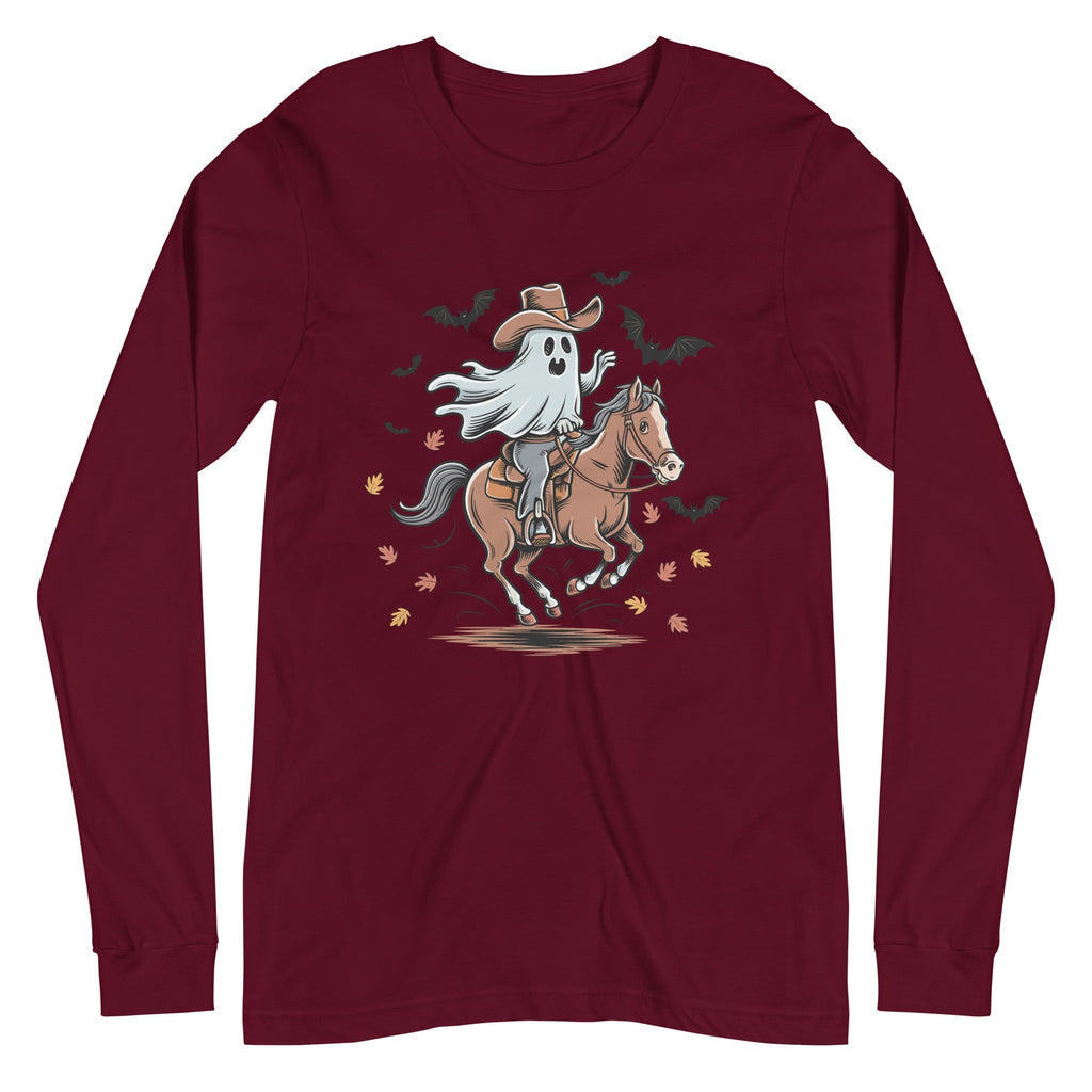 Cowboy Ghost Halloween Unisex Long Sleeve Tee