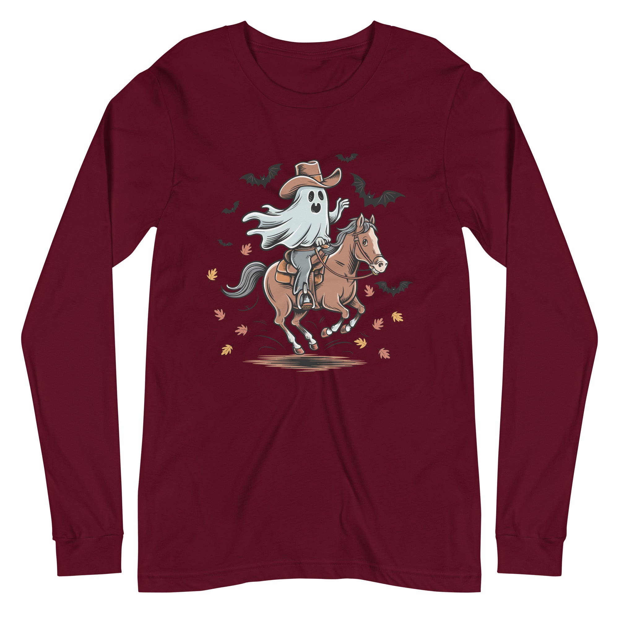 Cowboy Ghost Halloween Unisex Long Sleeve Tee