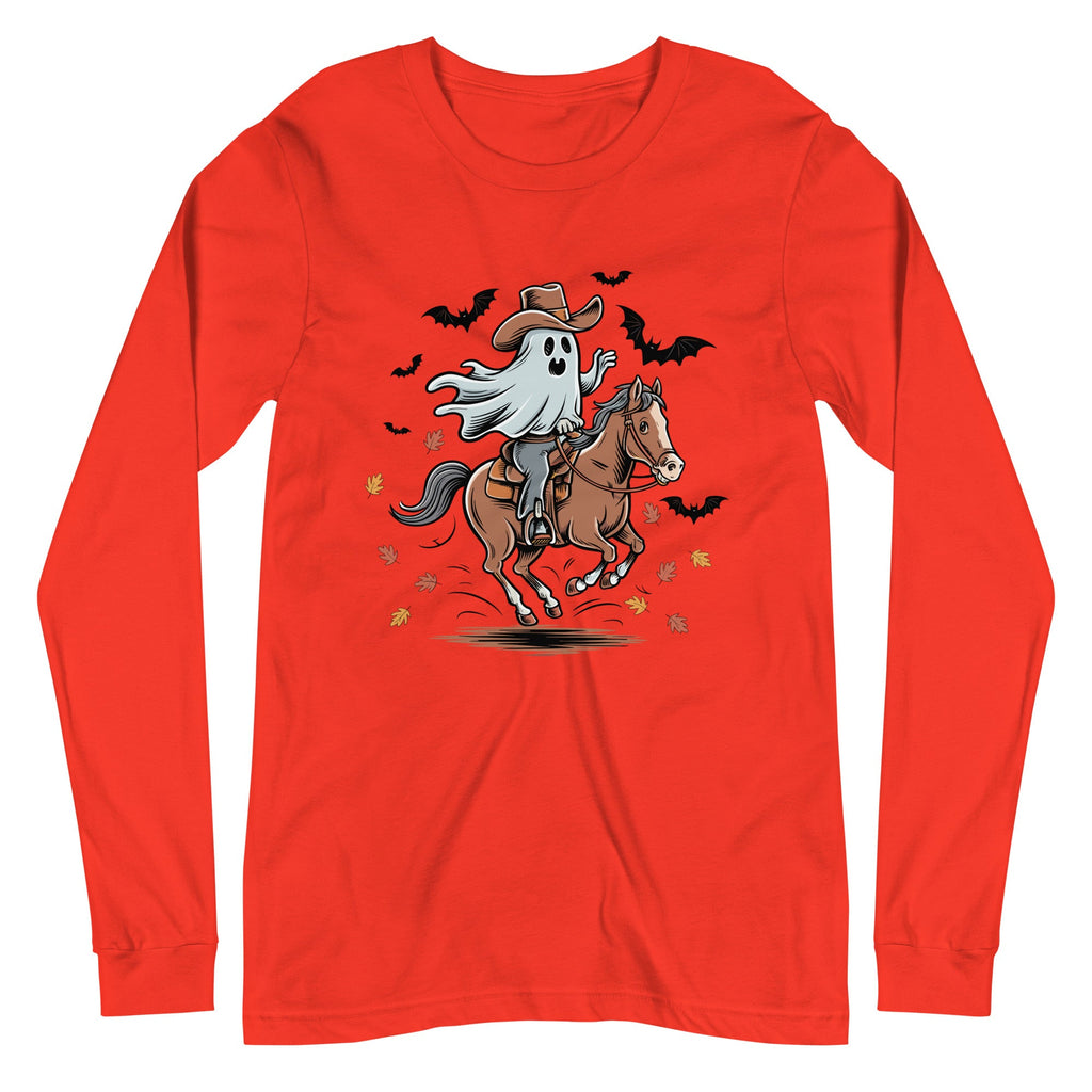 Cowboy Ghost Halloween Unisex Long Sleeve Tee