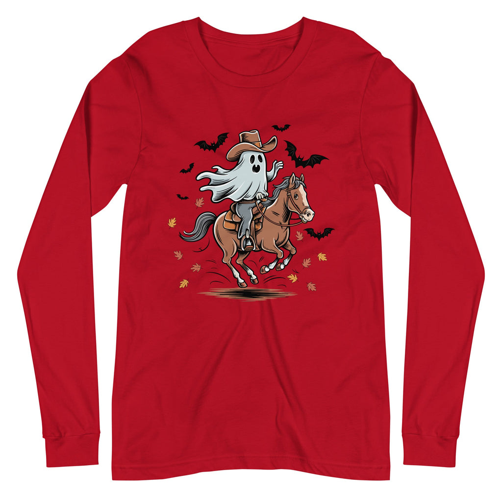 Cowboy Ghost Halloween Unisex Long Sleeve Tee