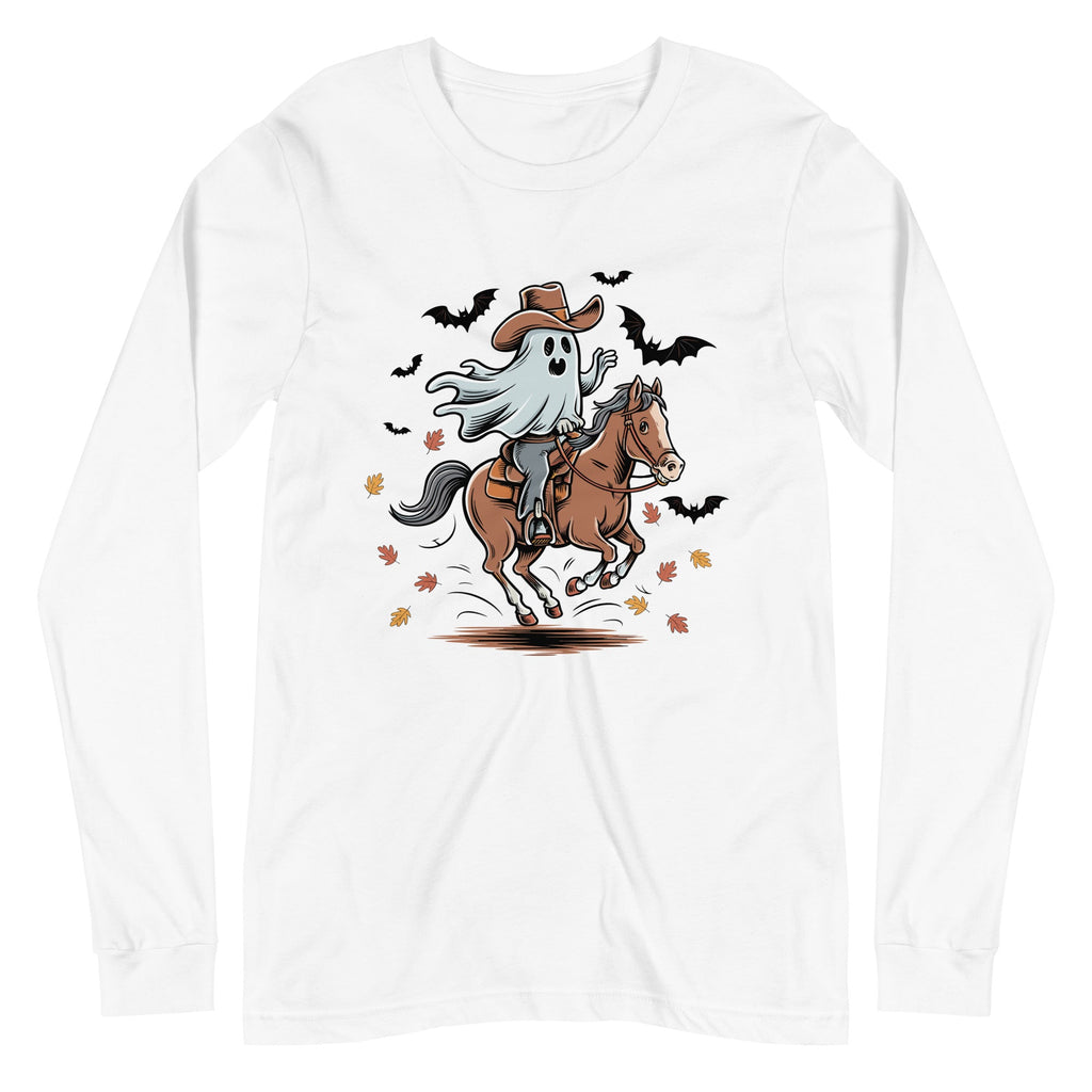 Cowboy Ghost Halloween Unisex Long Sleeve Tee