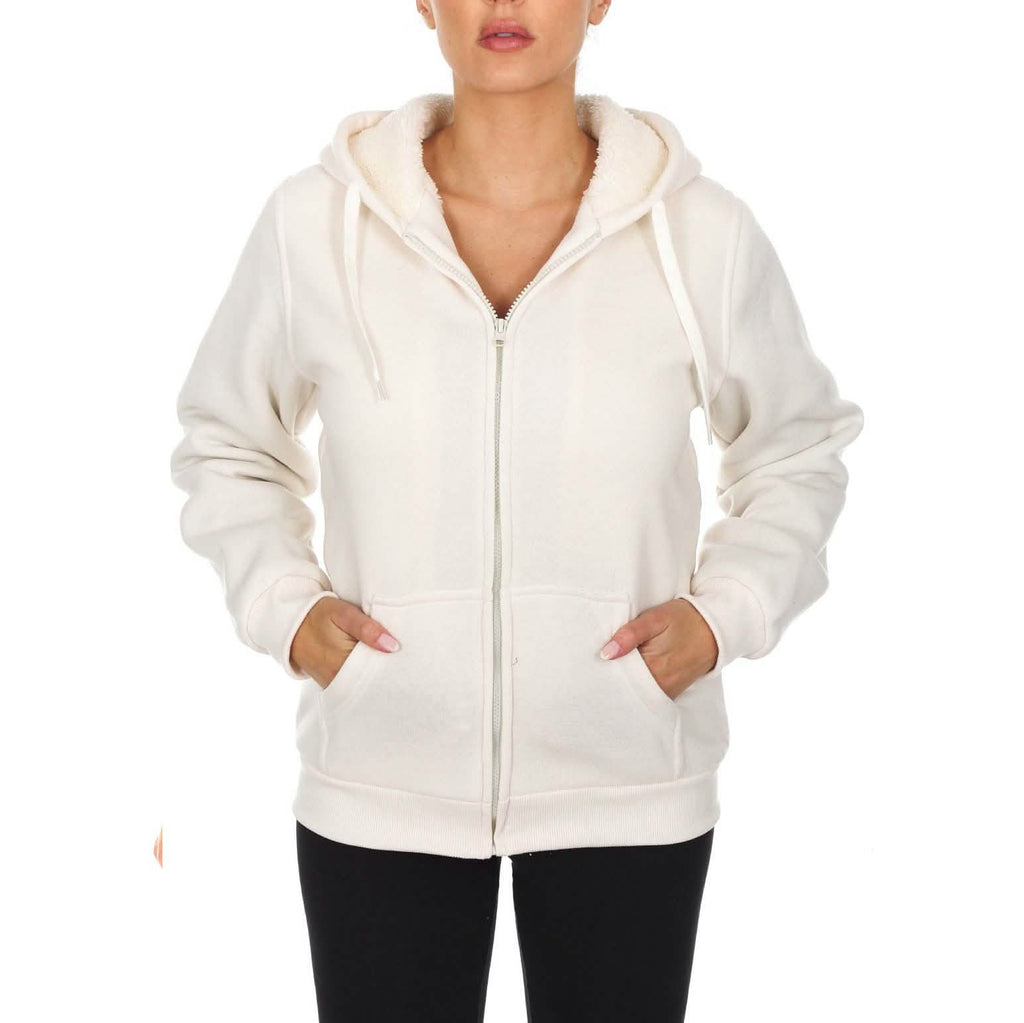 Women's Inner and Outer Sherpa Hoodie Sweatshirt Jacket