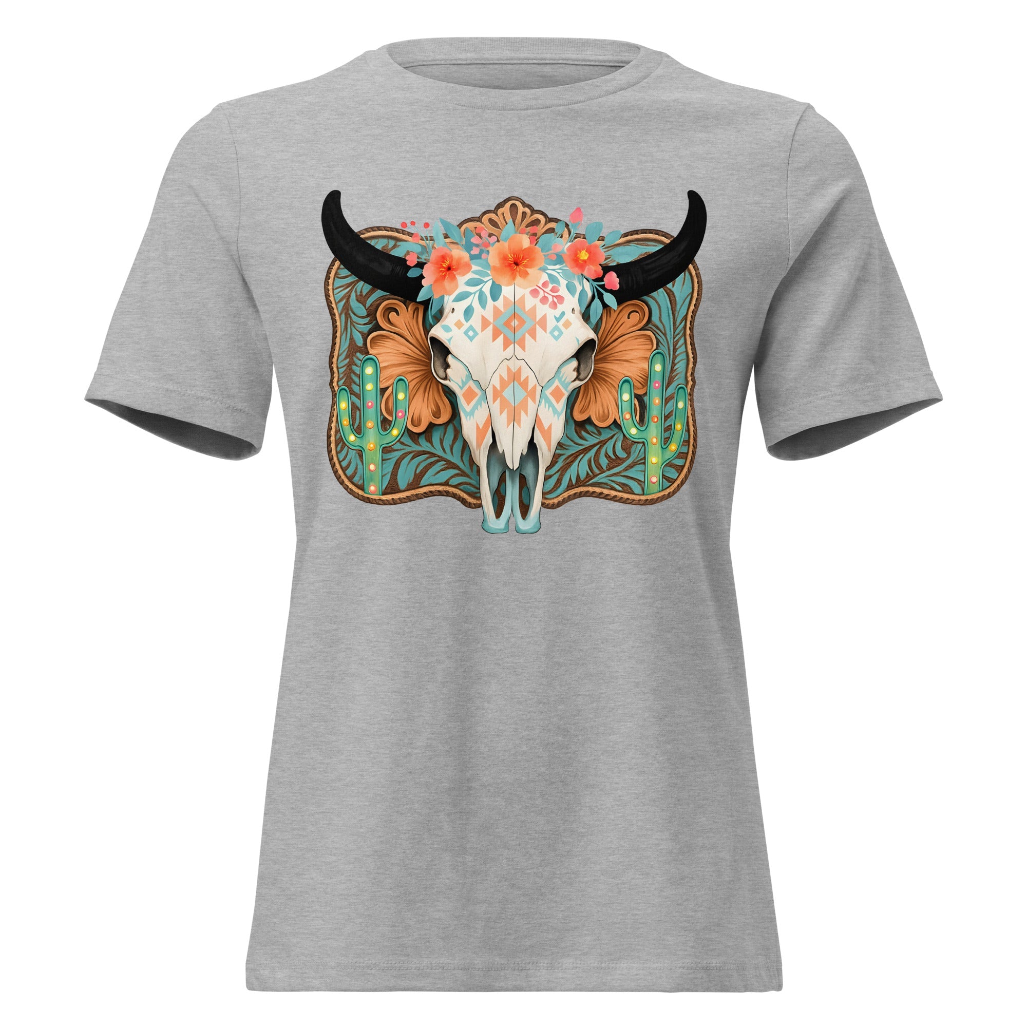 Longhorn Skull Women's Relaxed Graphic T-Shirt