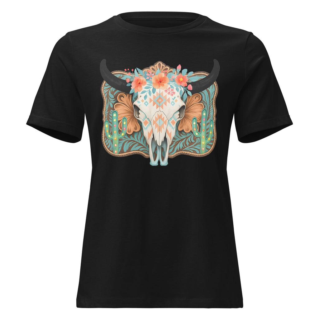 Longhorn Skull Women's Relaxed Graphic T-Shirt