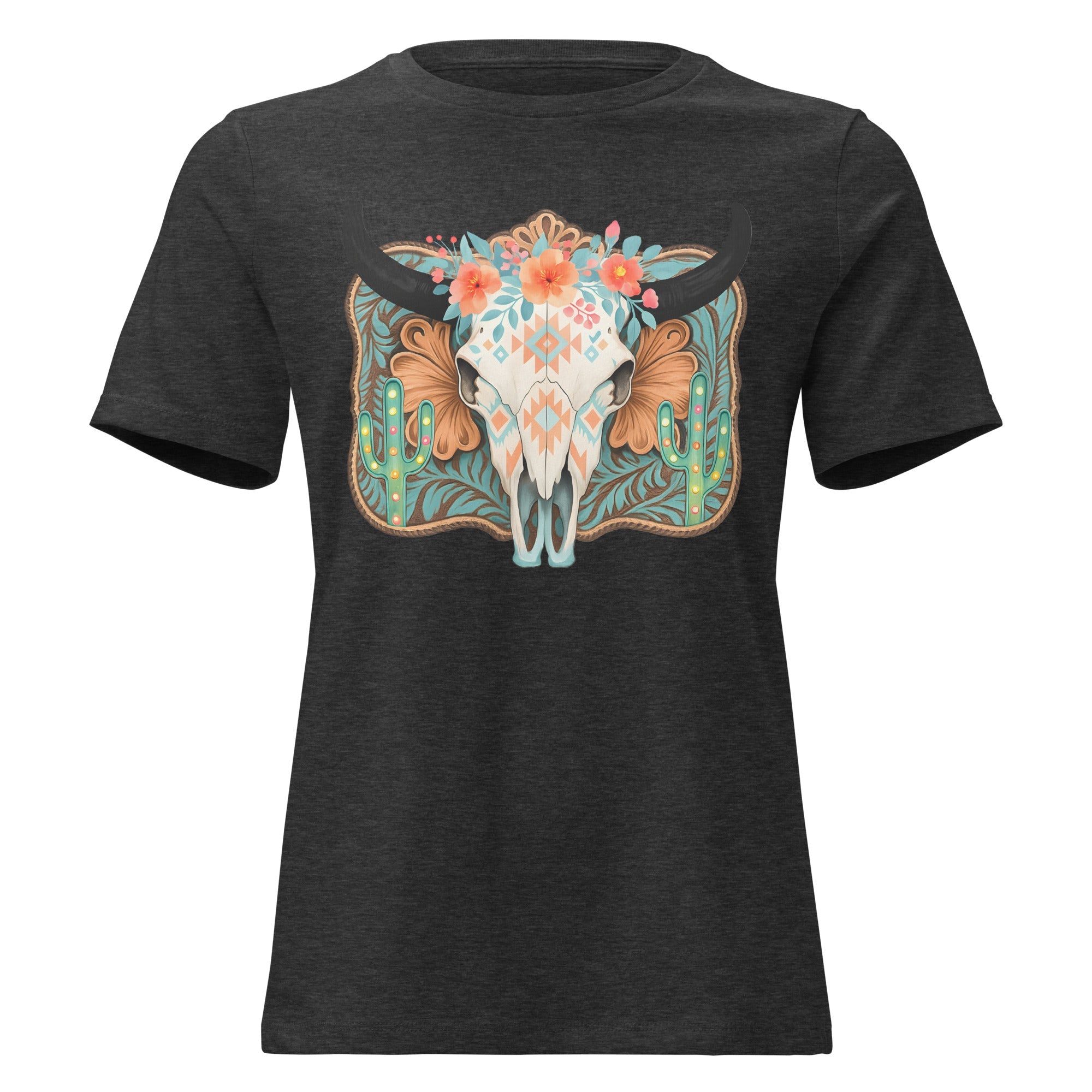 Longhorn Skull Women's Relaxed Graphic T-Shirt