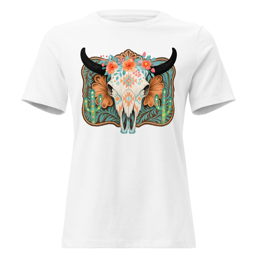 Longhorn Skull Women's Relaxed Graphic T-Shirt