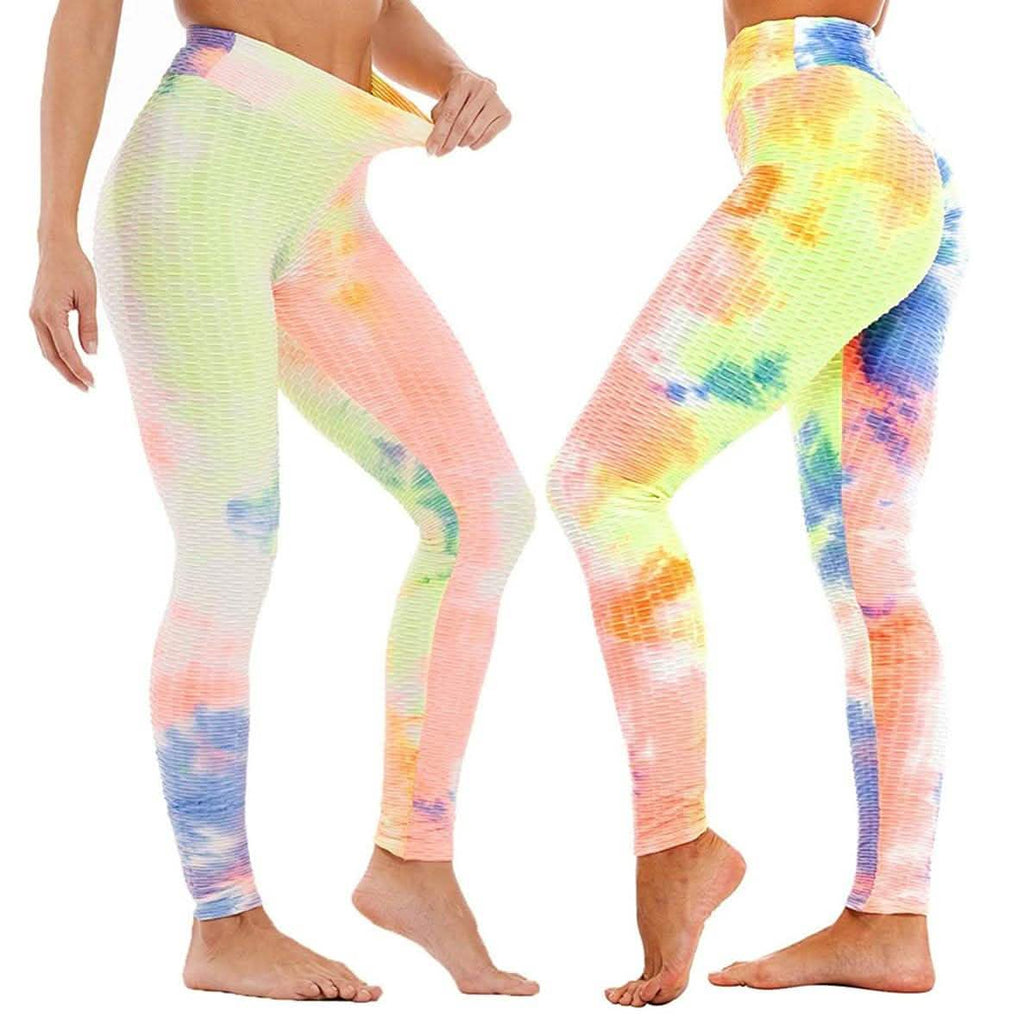 Women's Tie Dye High Waist Tummy Control Butt Lift Yoga Pants Workout Leggings