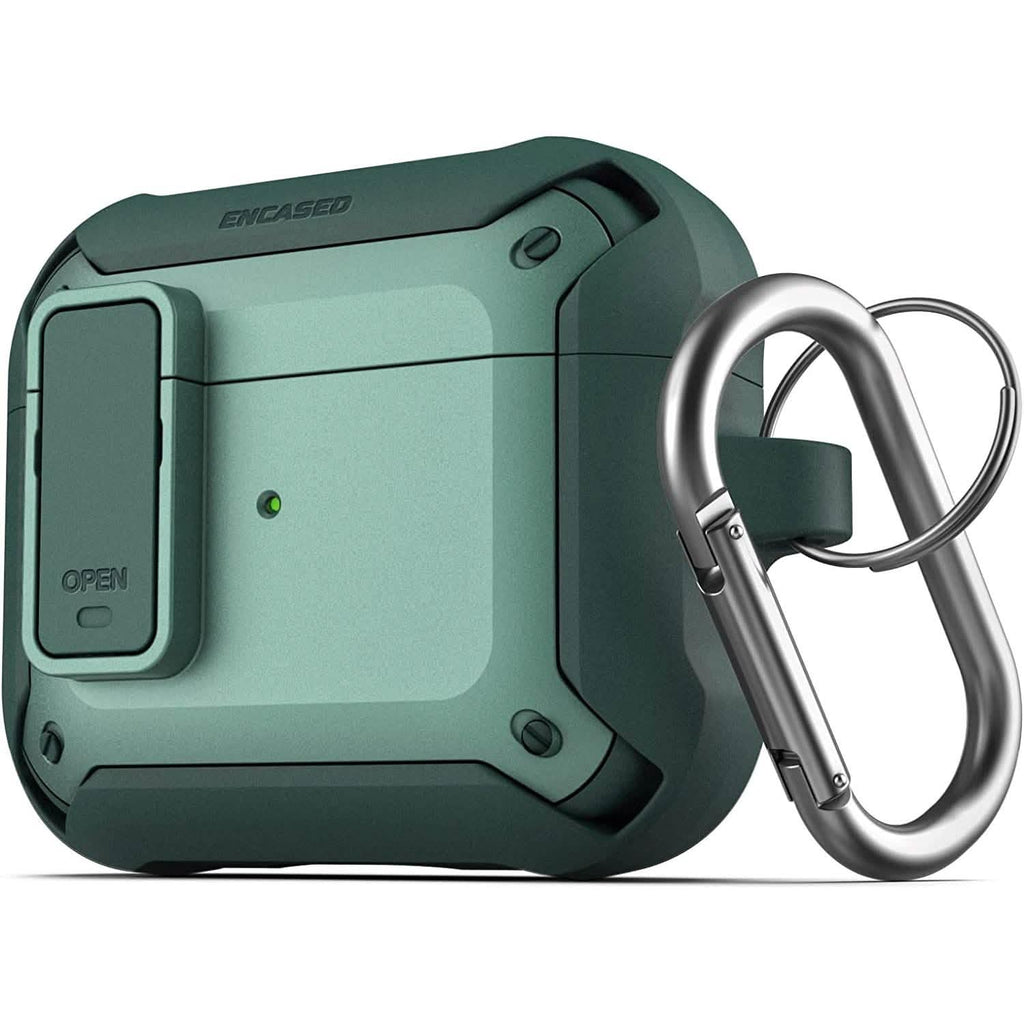 X-Armor for Airpods 3rd Generation Case with Locking Lid | Protective Carrying Pod with Carabiner Keychain (Airpods Gen 3)